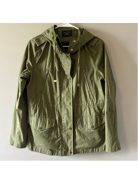 LOVE TREE Jackets & Blazers - Women’s Love Tree Olive Green Hooded Utility Jacket Size M Cotton Military Parka